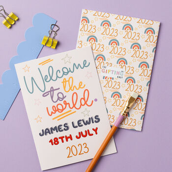 Welcome To The World Personalised New Baby Card, 4 of 5