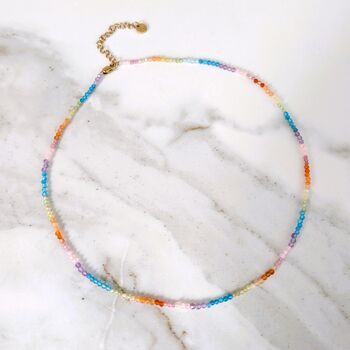Good Vibes Rainbow Gemstone Beaded Necklace, 3 of 7