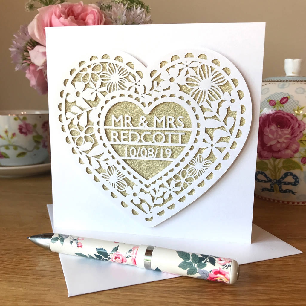 Personalised Floral Heart Wedding Or Anniversary Card