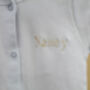 Embroidered White Cotton Baby Sleepsuit, thumbnail 6 of 6