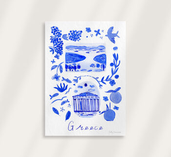 Scenes Of Greece Blue Tile Inspired Travel Print, 10 of 12