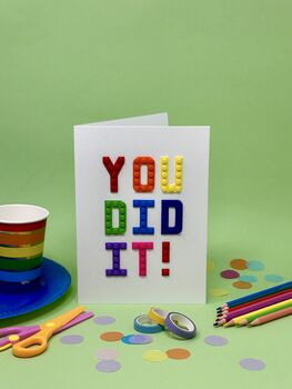 You Did It! Lego Style Celebration Card, 2 of 4