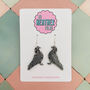Black Pigeon Glitter Resin Earrings, thumbnail 1 of 4