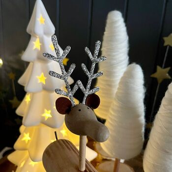 Wood And Metal Standing Reindeer Decoration, 2 of 2