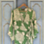 Green Hydrangea Print Crepe Wrap Dress, thumbnail 2 of 2