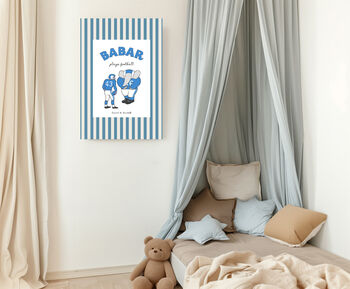 Babar Stripy Football Nursery Art Print, 2 of 4