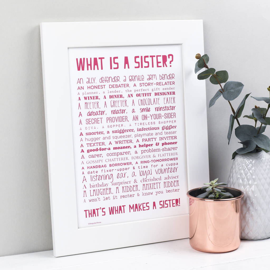Personalised Sister Print With Sister Poem, 1 of 7