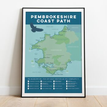 Pembrokeshire Coast Path Map Print And Tick List, 3 of 7