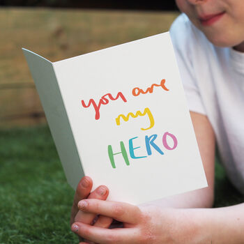 You Are My Hero Hand Lettered Card, 4 of 4