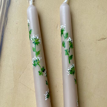 Hand Painted Cow Parsley Floral Candles, 3 of 3