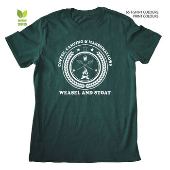 Coffee, Camping And Marshmallows Unisex Organic T Shirt, 2 of 11