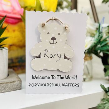Personalised New Baby Bunting Gift Set And Card Godchild, 4 of 4