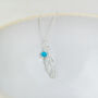Sterling Silver Small Feather And Turquoise Pendant, thumbnail 1 of 3