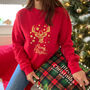 Gold Foil Reindeer Christmas Sweatshirt, Xmas Jumper, thumbnail 6 of 6