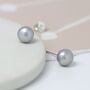 Sterling Silver Grey Freshwater Pearl Stud Earrings, thumbnail 4 of 10