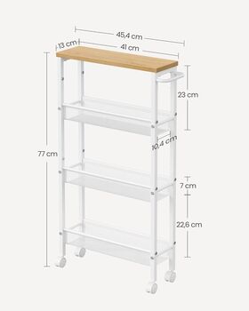 Four Tier Trolley Space Saving Kitchen Cart With Handle, 12 of 12
