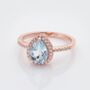 Blue Topaz 18k Rose Gold Plated Pear Drop Ring, thumbnail 2 of 4