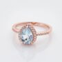 Blue Topaz 18k Rose Gold Plated Pear Drop Ring, thumbnail 1 of 3