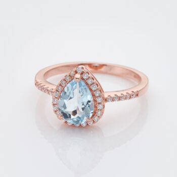 Blue Topaz 18k Rose Gold Plated Pear Drop Ring, 2 of 4