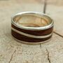 Silver Wave Ring With Dark Oak Inlay, thumbnail 2 of 10