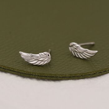 Sterling Silver Angel Wings Stud Earrings, 3 of 12