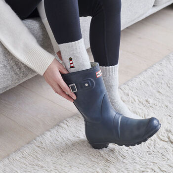 Lighthouse Wool Socks Embroidered Gift For Coastal Lovers, 4 of 12