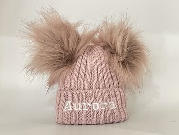 Rose Gold Embroidered Knitted Hat, 6 of 6