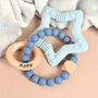 Personalised Blue Wood And Silicon Teether For Baby, thumbnail 1 of 3