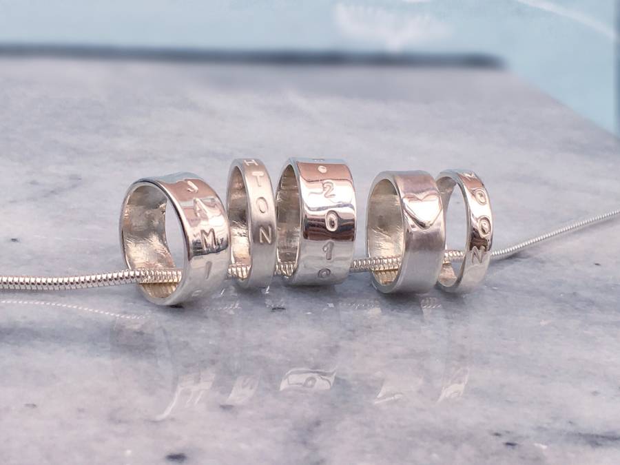 Personalised Story Charm Rings Necklace For Her By Breeze Bay Studio