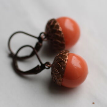 Orange Acorn Earrings, 2 of 4