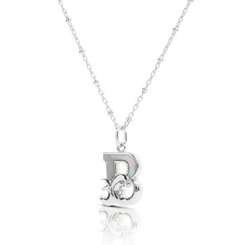 Solid Silver B Initial Necklace With Mother Of Pearl, 2 of 6