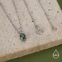 Sterling Silver Extra Tiny 4x6mm Emerald Green Cz Oval Pendant Necklace, thumbnail 6 of 10