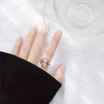 Sterling Silver Abstract Face Adjustable Ring, 2 of 5