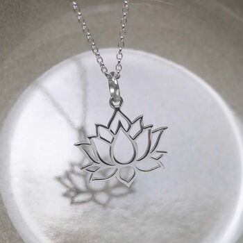 Sterling Silver Lotus Flower Necklace, 3 of 6