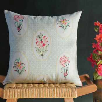 Les Indes Champa Floral Recycled Cotton Cushion Cover, 2 of 5
