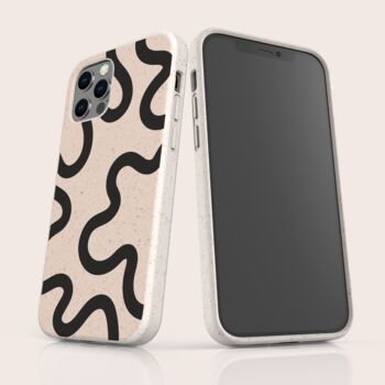 Black Line Swirl Biodegradable Phone Case, 3 of 8
