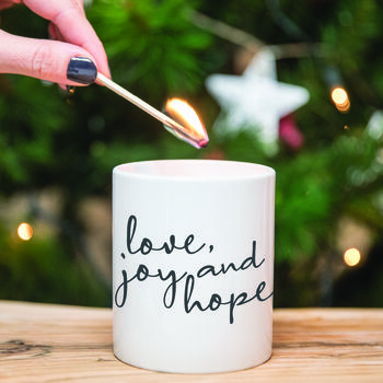Love, Joy And Hope Ceramic Christmas Candle Holder, 2 of 2
