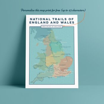 Personalised National Trails Hiking Map Art Print, 6 of 9