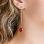 Ruby Red Pull Through Earrings, thumbnail 1 of 3