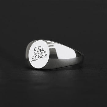 His And Hers Till Death Promise Signet Ring, 7 of 7