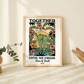 Personalised 'Together Until We Croak' Retro Frog Print, 5 of 8