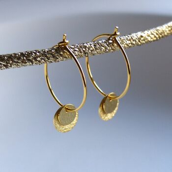 Double Disc Hoops In Gold Plated Sterling Silver, 5 of 7