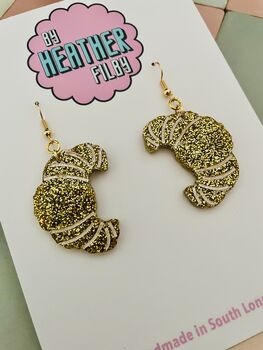 Croissant Glitter Resin Earrings, 4 of 4