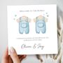 Twin Boys New Baby Card, Welcome To The World Boys, thumbnail 1 of 2