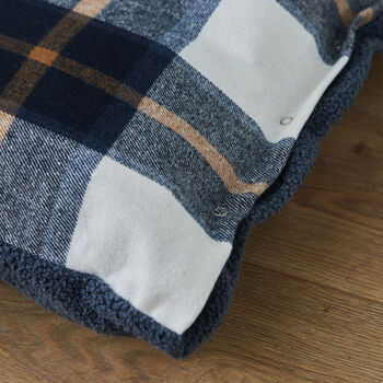 Personalised Deep Duvet Navy Check Medium Dog Bed, 5 of 5