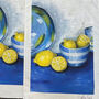 Lemons And Bowl Still Life Art Tea Towel, thumbnail 2 of 2