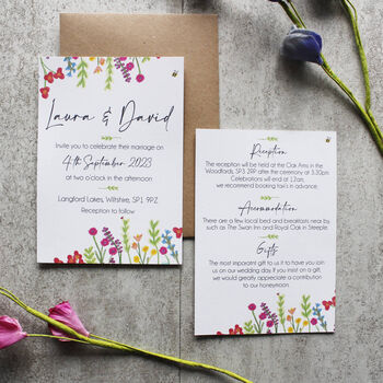 Digital Wildflower Floral Wedding Invitations, 5 of 6