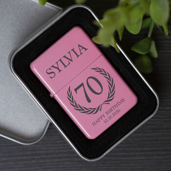Personalised Birthday Crest Pink Lighter Gift For 18th 21st 30th, 7 of 8