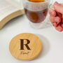 Personalised Initial Double Wall Glass Mug With Bamboo Lid, thumbnail 3 of 5