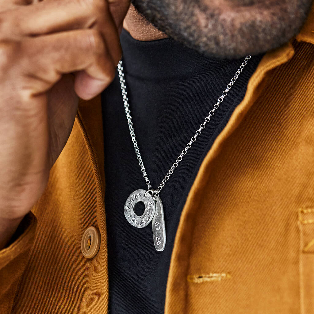 Men's Hammered Charm Necklace By Chambers & Beau